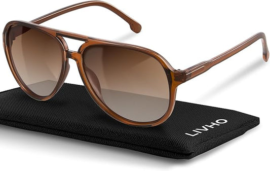 livho Trendy Polarized Aviator Sunglasses Women Men, Retro Sun Glasses for Women Men 2025, Oversized UV Protection Shades