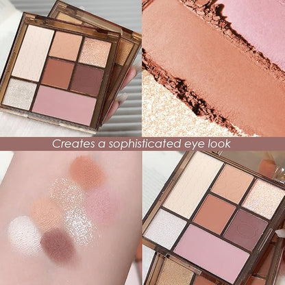 Seven Color Matte Shimmer Eyeshadow Makeup Palette,Pearl White Ivory White & Brown Coffee Pink 7 Color Series Powder Eye shadow ,Daily Makeup Eyeshadow Box, Easy to Carry, Vegan & Cruelty-Free, 03