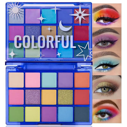 15 Color Eyeshadow Palette,Professional Eye Shadow-Rich Shades Matte Shimmer Makeup Pallet,Highly Pigmented Colorful Powder Long Lasting Waterproof Eye Shadow,Easy-Blend Makeup Kit