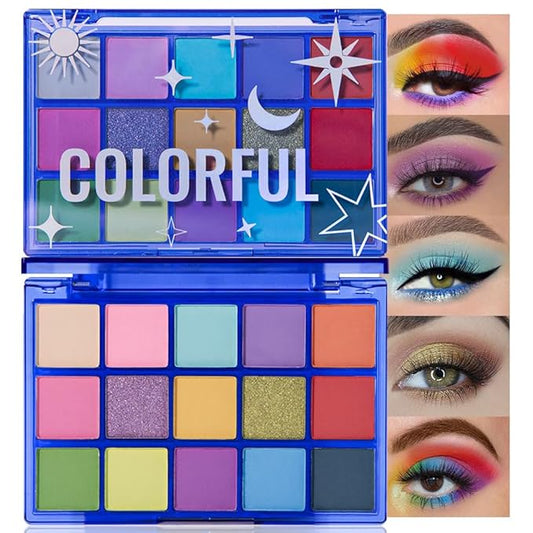 15 Color Eyeshadow Palette,Professional Eye Shadow-Rich Shades Matte Shimmer Makeup Pallet,Highly Pigmented Colorful Powder Long Lasting Waterproof Eye Shadow,Easy-Blend Makeup Kit