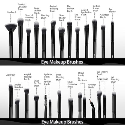 MAANGE Makeup Brushes, 41 Pcs Premium Synthetic Makeup Brush Set Contour Blush Concealers Eye Shadow Eyeliner Blending Make Up Brush Kit (Black, 41 Piece Set)