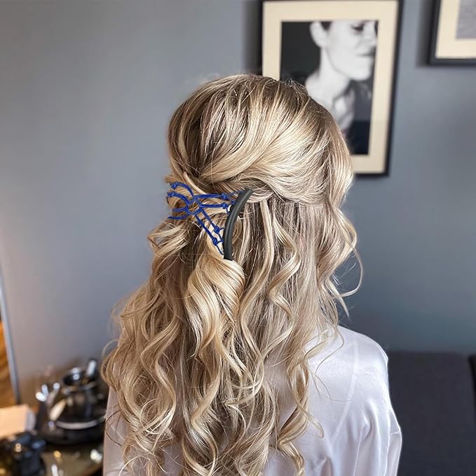 5 Pieces Stretchy Magic Adjustable Elastic Comb Hair Clips for Women Girls - No Crease Vintage Bun Maker Accessories for Curly Thick Wavy Hair Ponytails