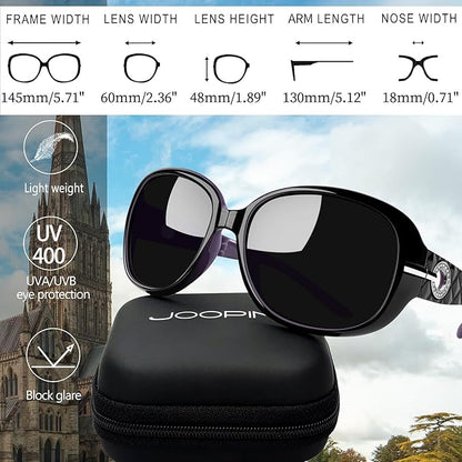 Joopin Big Womens Sunglasses Polarized Trendy Sun Glasses Large Rectangle UV Protection Rhinestone Sunnies