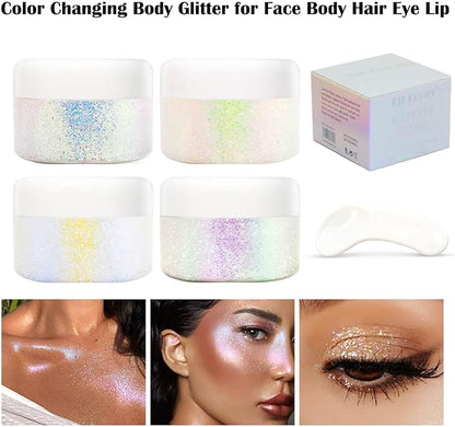 Light Purple Face Glitter Gel,Singer Concerts Music Festival Rave Accessories,Mermaid Body Glitter Gel for Kids,Sequins Glitter Face Eye Lip Hair Makeup,Sparkling Chunky for Women,52ML