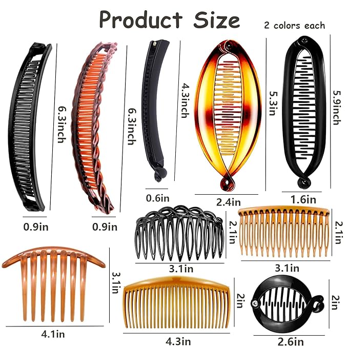 20 PCS Banana Hair Clips Classic Hair Comb Banana Clips Ponytail Banana Hair Clips Plastic Twist Hair Side Combs Accessories for Women Girls