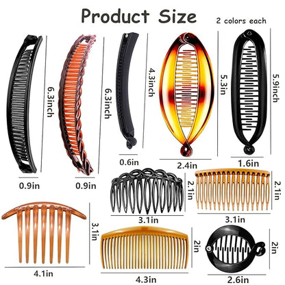 20 PCS Banana Hair Clips Classic Hair Comb Banana Clips Ponytail Banana Hair Clips Plastic Twist Hair Side Combs Accessories for Women Girls