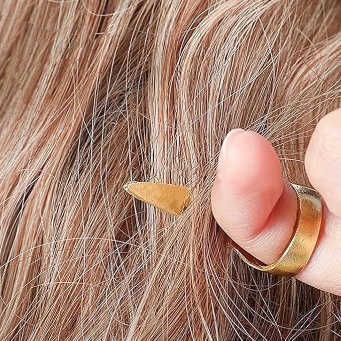 10 Pcs Silver Hair Parting and Selecting Tools Retro Punk Hair Selecting Tools Gothic Nail Finger Cosplay Claws Metal Full Finger Ring for Hair Braiding Curling Hair Extensions, Wigs and Accessories