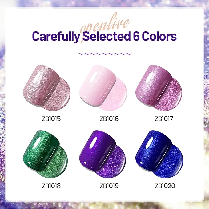10ml 6 Colors Nail Polish Set Glitter Dark Green Glitter Pink Deep Blue Series Nail Polish Gifts for Women