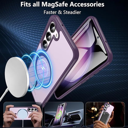 OWKEY for Galaxy S23 Case 6.1'', Magnetic Samsung Galaxy S23 Case for Magsafe with Screen Protector, [Military Grade Protection] Shockproof Phone Cover S23 Case Protective Case for Samsung S23, Purple