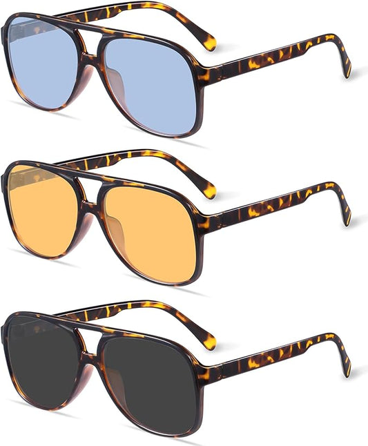 YDAOWKN Retro Aviator Sunglasses for Women Mens Large Frame Classic Vintage 70s Sun Glasses Aviators