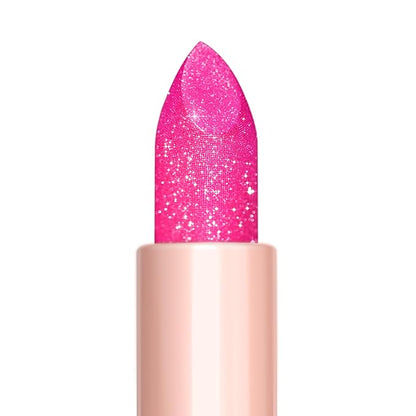 Oulac Pink Shimmer Lipstick for Women, Infinity High Shine Finish, Hydrating Lip Color Infused with Damask Rose Oil for All-Day Comfort, Gluten-Free Vegan Beauty, D02 Sparkle Sensation