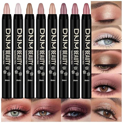8Pcs Cream Eye Shadow Brightener Sticks Set for Eyes, Champagne Pearl Bronze Putty Sand Orchid Rose Gold Amethyst,Halloween Makeup, Matte Shimmer Eye Shadow Pencil Pen Crayon Waterproof 08