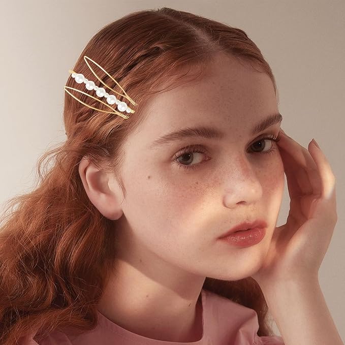 18 PCS Metal Gold Geometric Elegant Hair Barrette Set Hair Styling Fancy Pins Women Girls Preppy Pearls Hair Clips Bridal Minimalist Bobby Pins Dainty Hair Accessories