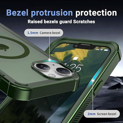 for iPhone 13 case, with [Compatible with MagSafe][Military Grade Drop Protection][Heavy Duty Protection][Non-Slip][Shockproof] with 2-Layer Durable Bumper Phone Case 6.1''-Army Green