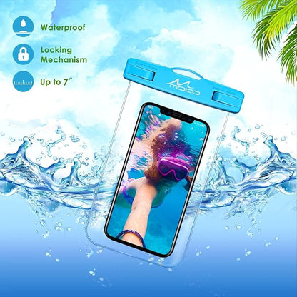 MoKo Waterproof Phone Pouch 3Pack, Underwater Phone Case Dry Bag with Lanyard Compatible with iPhone 16 14 13 12 11 Pro Max X/Xr/Xs Max/SE 3, Galaxy S21/S10/S9, Note 10/9/8