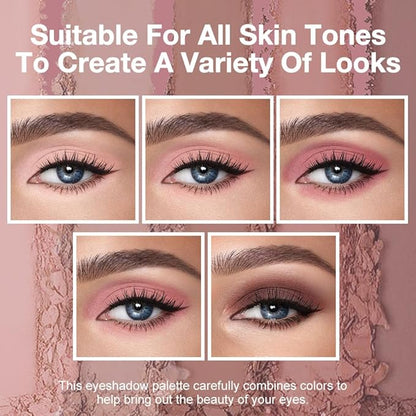 Neutral Nude Brown Eyeshadow Palette Makeup, 5 Colors Velvety Matte Finish, Romantic Peach Mauve Eye Shadows, Natural Everyday to Eye Makeup Looks, for Brown Eyes Long Lasting Naturing-Looking 04#
