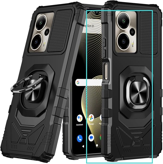for Cricket Outlast 5G 2024 Case/AT&T Motivate Pro 5G Case with Screen Protector,Dual Layer Military Grade Protection with Ring Stand Phone Case for Cricket Outlast 5G/ATT Motivate Pro 5G Black