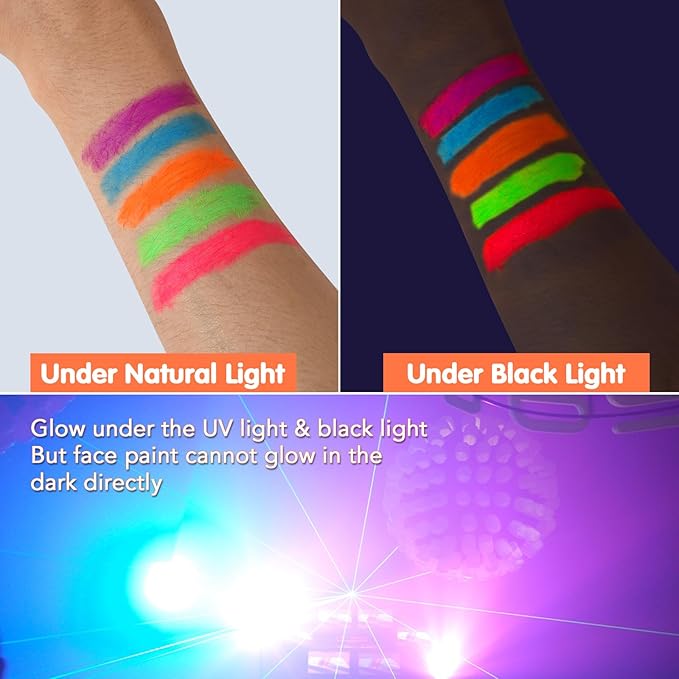 15PCS Glow in the Dark Body & Face Paint Stick,Makeup Face Paint Kit for Kids and Adults Halloween Club Black Light Birthday Party Masquerade Neon Glow Party Supplies
