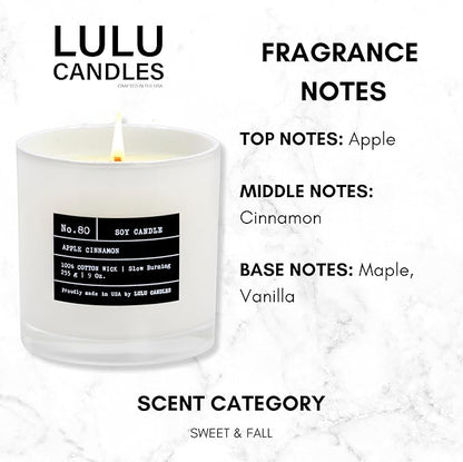 Lulu Candles | Apple Cinnamon | Luxury Scented Soy Jar Candle | Hand Poured in The USA | Highly Scented & Long Lasting (9 Oz.)