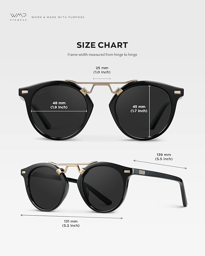 WearMe Pro - Women's Polarized, Round Retro, Double-Bridge Vintage Sunglasses