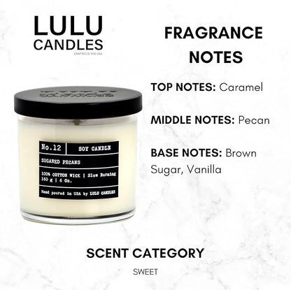 Lulu Candles | Sugared Pecans | Luxury Scented Soy Jar Candle | Hand Poured in The USA | Highly Scented & Long Lasting (6 Oz.)
