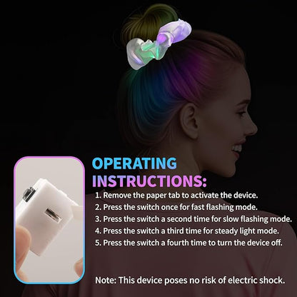 8 Pcs LED Scrunchies, Light Up Satin Hair Accessories for Women Girls, Glow in The Dark Party Supplies for Neon Party