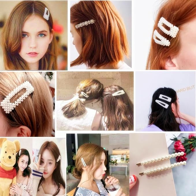 Gold and Silver 31 Pcs Hand-made line styles Pearl Hair Clips for Women Girls, Hair Accessories Pearl Hair Clips for Party Wedding Daily