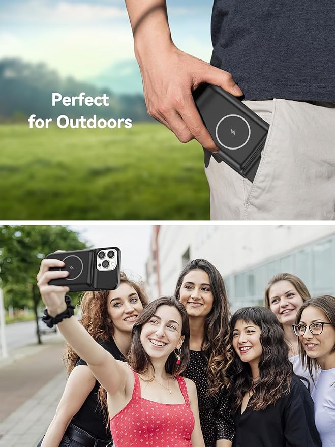 NEWDERY 10000mAh Battery Case for iPhone 15 Pro Max/Plus, USB C Qi Wireless Charging,Portable Protective Charger Case Battery Pack