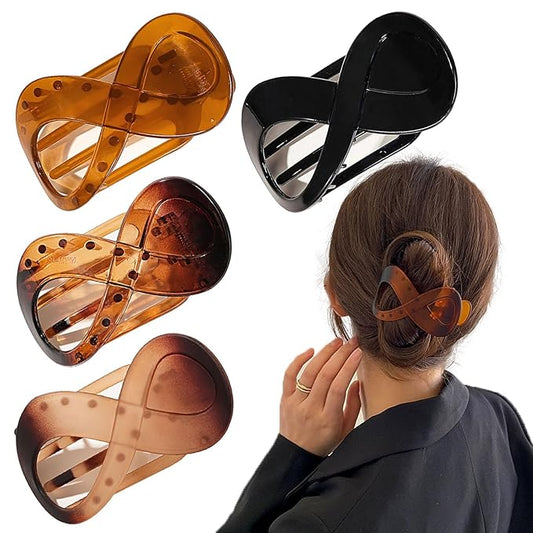4 PCS French Concord Curved Claw Barrettes for Women - 3.35 Inch Alligator Banana Clips with No Slip Grip, Strong Hold for Volume Styling Hair Accessories