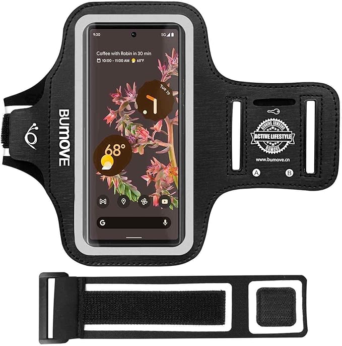 Gym Armband for Google Pixel 9 Pro XL, 8/7 Pro with Card Holder (Black)