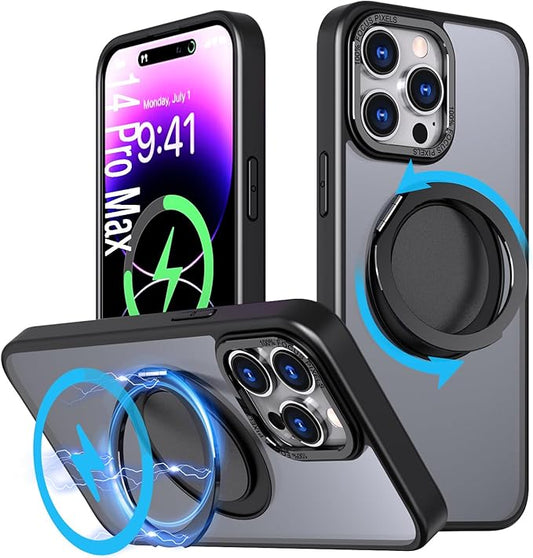 Magnetic Ring Case for iPhone 14 Pro Max,Compatible with MagSafe with 360° Ring Stand Shockproof Protection Cover Case for iPhone 14 Pro Max Black