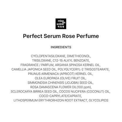 Mise En Scene Perfect Rose Perfume Serum - Korean Hair Essence with Rose Scent, Argan Oil for Damaged Hair Care, 2.70 fl. Oz