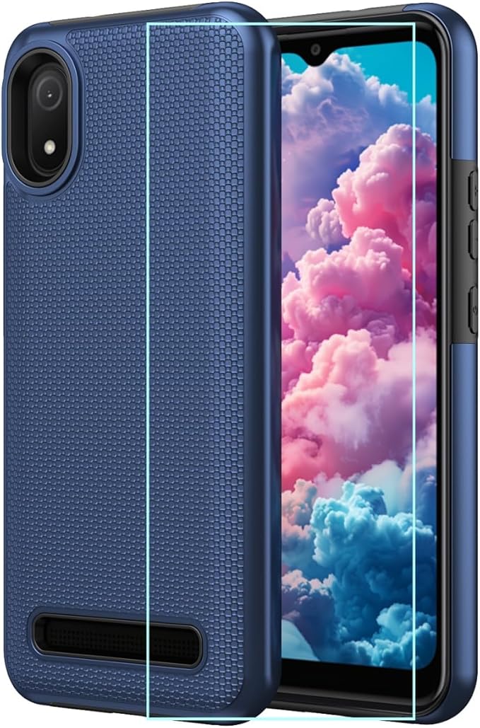 for Cloud Mobile C8 Phone Case with Screen Protector,Stratus C8 Phone Case Dual Layer Heavy Duty Protection,Slim Lightweight Rugged Military Grade Shockproof Cover for Cloud Stratus C8 Blue
