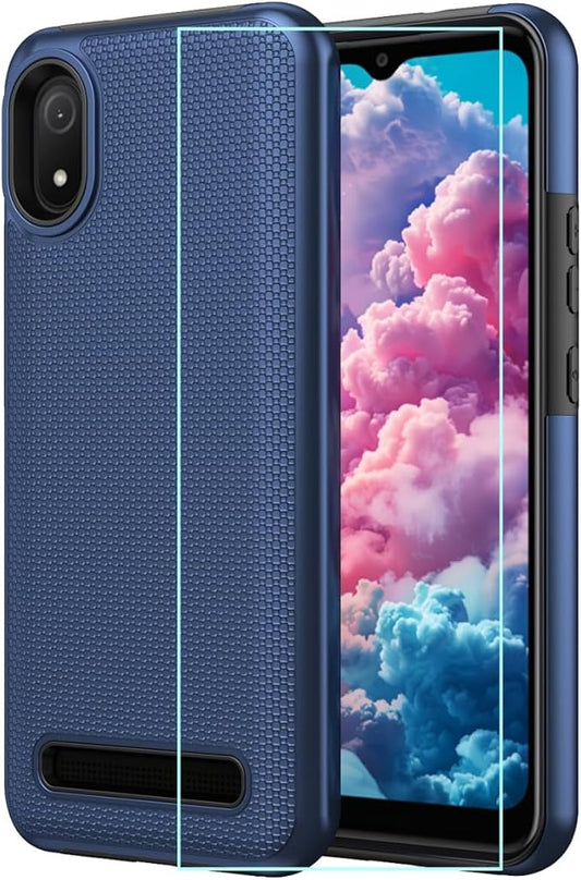 for Cloud Mobile C8 Phone Case with Screen Protector,Stratus C8 Phone Case Dual Layer Heavy Duty Protection,Slim Lightweight Rugged Military Grade Shockproof Cover for Cloud Stratus C8 Blue