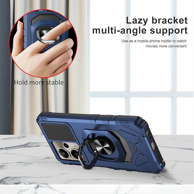 for Cricket Outlast 5G 2024 Case/AT&T Motivate Pro 5G Case with Screen Protector,Dual Layer Military Grade Protection with Ring Stand Phone Case for Cricket Outlast 5G/ATT Motivate Pro 5G Blue
