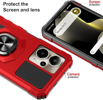 for Cricket Outlast 5G 2024 Case/AT&T Motivate Pro 5G Case with Screen Protector,Dual Layer Military Grade Protection with Ring Stand Phone Case for Cricket Outlast 5G/ATT Motivate Pro 5G Red
