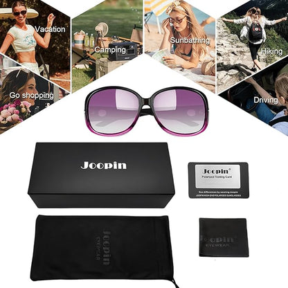 Joopin Big Womens Sunglasses Polarized Trendy Sun Glasses Large Rectangle UV Protection Rhinestone Sunnies