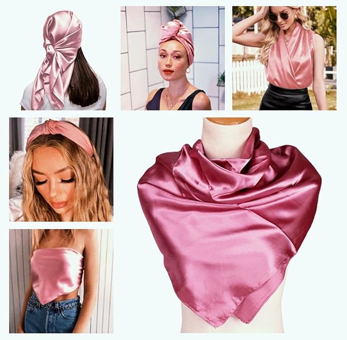 35" Satin Head Scarf Large Square Scarf Silk Feeling Fashion Hair Wrapping Scarves for Women Girls