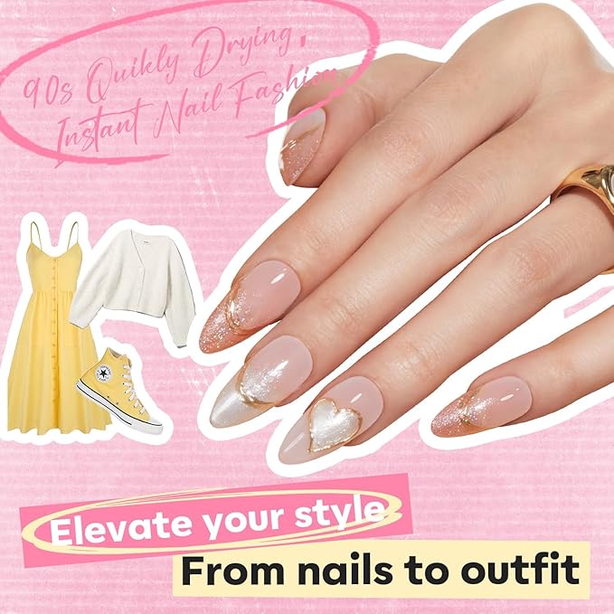 modelones Nail Polish, 6 Colors Summer Pink Gold Glitter Silvery Pearl Clear Quick Dry Mini Starter Set, Long Lasting Art DIY Manicure Kit at Home for Women Girls Wedding Gifts