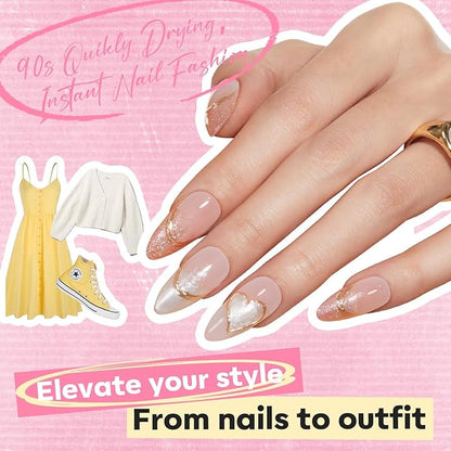 modelones Nail Polish, 6 Colors Summer Pink Gold Glitter Silvery Pearl Clear Quick Dry Mini Starter Set, Long Lasting Art DIY Manicure Kit at Home for Women Girls Wedding Gifts