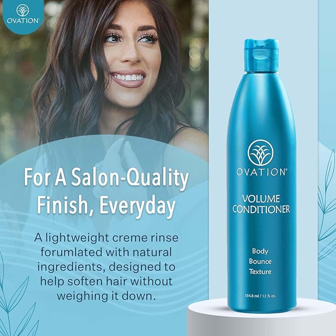 Ovation Hair Volume Conditioner - Light Conditioner for Fine Hair - 12 oz - Lightweight Rinse For Voluminous, Bouncy Hair - With Olive Oil, Vitamin B5, Antioxidants - No Parabens and Sulfates