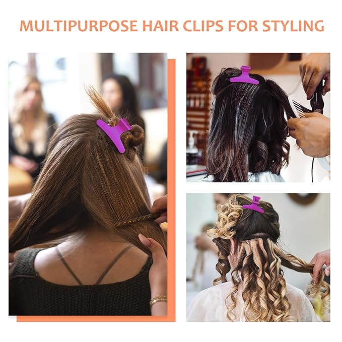 Ondder Purple Butterfly Hair Clips for Styling Sectioning Pro Salon Butterfly Plastic Claw Clips Hair Styling Clip Barber Clips for Cutting, Coloring Hair, Hair Accessories for Women Girls