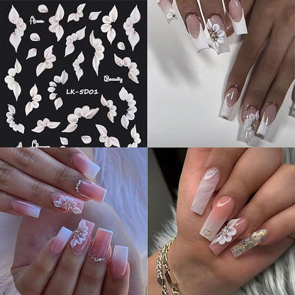 Nail Art Rhinestones for Nails, Flatback Multi Shape Gems 3D Flowers Nail Charms Mixed Nail Glitter Powder Nail Supplies Moonlight Crystal Jewelry Nail Accessories for Women Nail Decorations Design.