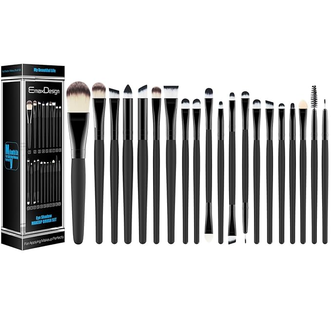 20 Pieces Makeup Brush Set Professional Face Eye Shadow Eyeliner Foundation Blush Lip Makeup Brushes Powder Liquid Cream Cosmetics Blending Brush Tool