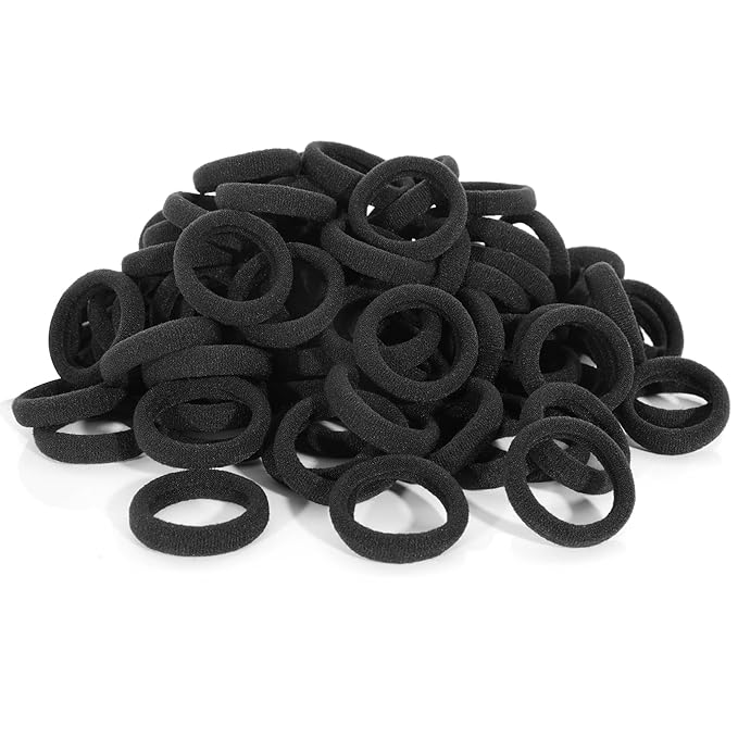 120 Pcs Baby Hair Ties, Cotton Toddler Hair Ties for Girls and Kids, Small Seamless Hair Bands Elastic Ponytail Holders(Black)