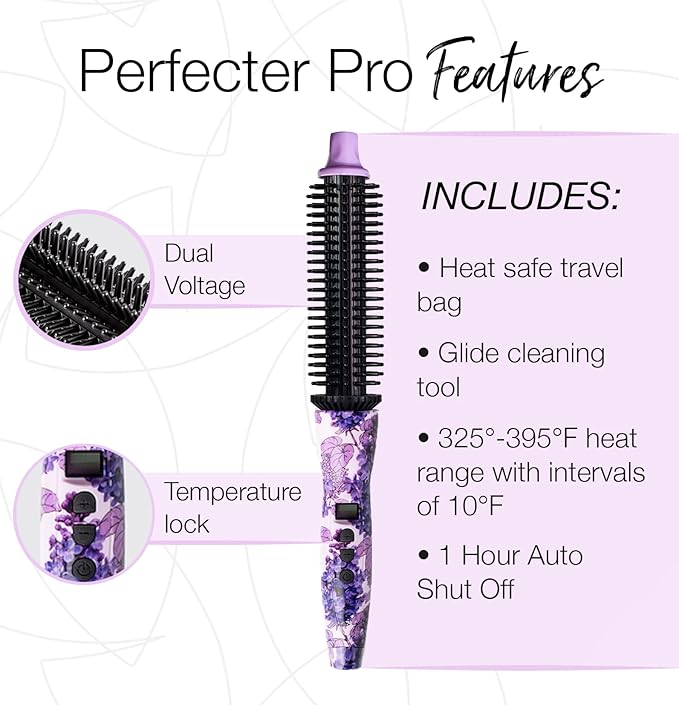 CALISTA Perfecter Pro Heated Round Brush | Curl, Volumize, and Style Hair with No Heat Damage for Healthier Hair | 4 Sizes for All Hair Types | Dual Voltage & Adjustable Temp (Daisy Bloom, 1.5)
