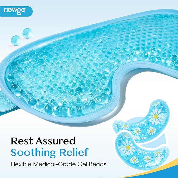 NEWGO Cooling Eye Mask Gel Under Eye Pads Set for Dark Circles, Under Eye Bags, Puffy Eyes, Migraines, Dry Eyes, Post-Surgery, Gifts for Women