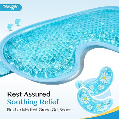 NEWGO Cooling Eye Mask Gel Under Eye Pads Set for Dark Circles, Under Eye Bags, Puffy Eyes, Migraines, Dry Eyes, Post-Surgery, Gifts for Women