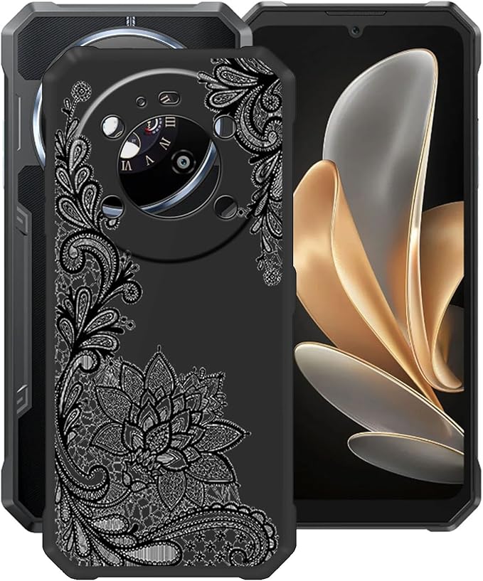 Case for Fossibot F109 5G (6.74"), Black Soft TPU Bumper Phone Case, Slim Shockproof Silicone Military Grade Drop Protective Shell for Fossibot F109 5G - Black Rose