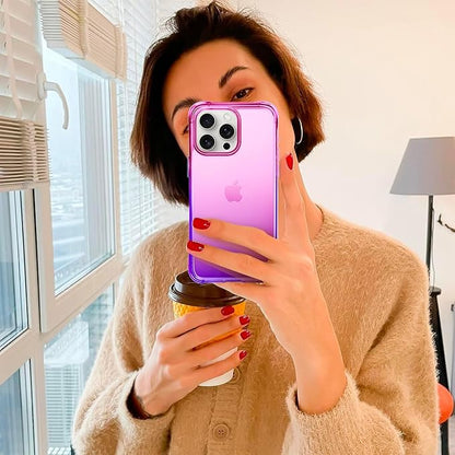 Mkeke for iPhone 15 Pro Case,[Not Yellowing] [Military Grade Protection] Shockproof Phone Case for Apple iPhone 15 Pro 2023 Gradient Purple Pink
